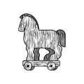 Trojan horse wooden isolated. Vector illustration