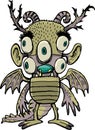 Forest troll with three bulging eyes and horns Royalty Free Stock Photo