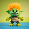 Super Cute Troll Doll With Orange Hair And Bright Yellow Eyes