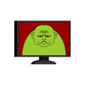 Troll online internet . Hater virtual. Green monster. Vector