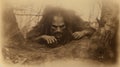 Vintage Sepia-toned Photography: Capturing The Evil Man In The Forest