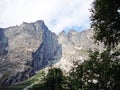 The Troll Wall Trolltind in Norway - Europe`s only vertical mile of rock - mostly overhanging.