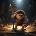 Powerful Troll Character With Axe And Tool - Daz3d Rubens Style