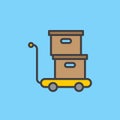 Trolley with boxes filled outline icon