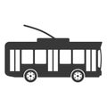 Trolley bus black icon, city passenger car