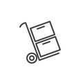 Trolley carrying boxes line icon