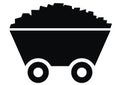 Trolley with coal, black vector icon Royalty Free Stock Photo