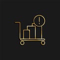 Trolley, dray gold icon. Vector illustration of golden icon