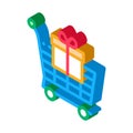 Trolley with Gift isometric icon vector illustration Royalty Free Stock Photo