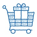 Trolley with Gift doodle icon hand drawn illustration Royalty Free Stock Photo