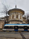 The trolley going forward in front of the Alay KÃ¶skÃ¼, part of the Topkapi Palace in Istambul, Turkey Royalty Free Stock Photo