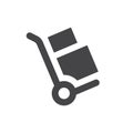 Trolley hand truck vector icon. Push cart with boxes.