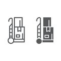 Trolley line and glyph icon, cargo and package, hand truck sign, vector graphics, a linear pattern on a white background