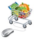 Trolley mouse grocery vegetables concept Royalty Free Stock Photo