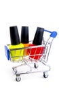 Trolley with nail enamel Royalty Free Stock Photo