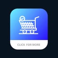 Trolley, Retail, Shopping, Cart Mobile App Button. Android and IOS Line Version Royalty Free Stock Photo