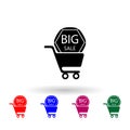 Trolley sale multi color icon. Simple glyph, flat vector of black friday icons for ui and ux, website or mobile application