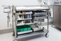 trolley with surgical instruments, ready for use in operating room Royalty Free Stock Photo