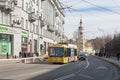 Trolleybus and cars on Solyanka street in Moscow