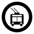 Trolleybus electric city transportation urban public transport trolley bus icon in circle round black color vector illustration Royalty Free Stock Photo