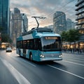 trolleybus engaged in an astounding mid Royalty Free Stock Photo