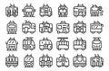 Trolleybus icons set outline vector. Traffic transport