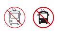 Trolleybus Not Allowed Road Sign. Ban Trolley Bus Circle Symbol Set. Electric Transport Prohibit Traffic Red Sign Royalty Free Stock Photo