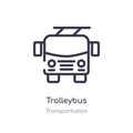 trolleybus outline icon. isolated line vector illustration from transportation collection. editable thin stroke trolleybus icon on