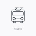 Trolleybus outline icon. Simple linear element illustration. Isolated line Trolleybus icon on white background. Thin stroke sign