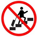 Trolleys are forbidden icon. Bulky bags are not allowed symbol. Prohibition sign. Escalator icon. flat style