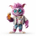 Trollface 3d Monster Holding Beer Glasses - High-quality Fashion Illustration