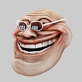 Trollface dark spectacled. Internet troll 3d illustration