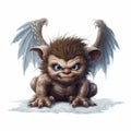 Winged Troll: Realistic Rendering Of A Delphin Troll With Big Eyes And Wings