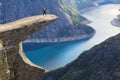 Trolltunga tourist, Norway Royalty Free Stock Photo