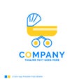 trolly, baby, kids, push, stroller Blue Yellow Business Logo tem