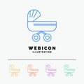 trolly, baby, kids, push, stroller 5 Color Line Web Icon Template isolated on white. Vector illustration