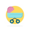 trolly, baby, kids, push, stroller Flat Color Icon Vector