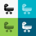 trolly, baby, kids, push, stroller Icon Over Various Background. glyph style design, designed for web and app. Eps 10 vector