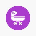 trolly, baby, kids, push, stroller White Glyph Icon in Circle. Vector Button illustration