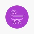 trolly, baby, kids, push, stroller White Line Icon in Circle background. vector icon illustration
