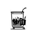 Trolly Icon hand draw black colour cyber Monday logo symbol perfect