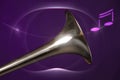 Trombone Bell Isolated On Purple Royalty Free Stock Photo