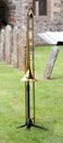 Trombone in a churchyard