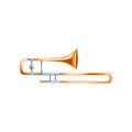 Trombone, classical music wind instrument vector Illustration on a white background Royalty Free Stock Photo