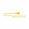 Trombone flat icon. Brass band, symphony orchestra, concert. Musical instruments concept cartoon style on white background. Vector Royalty Free Stock Photo