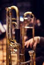 Trombone fragment closeup Royalty Free Stock Photo