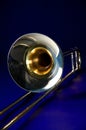 Trombone Isolated Blue Bk Royalty Free Stock Photo
