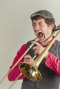 Trombone Musician Yelling Royalty Free Stock Photo