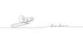 Trombone one line art. Continuous line drawing of musical, classical, symphony, trombone, blues, instruments, music