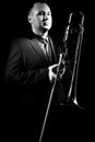 Trombone player. Portrait of jazzman classical musician